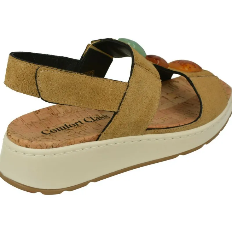Comfort Class Sandalias|Sandalia De Con Elasticos Y Piedras En Pala, Piel Serraje Y Planta Antomica Extraible Con Piso De Cuna Corrida De