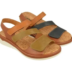 Comfort Class Sandalias|Sandalia De Con Tiras Cruzadas Combinadas, Piso De Poliuretano Y Planta De Descanso Extraible