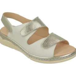 Comfort Class Sandalias|Sandalia De En Piel Vacuna Con Triple Velcro Ajustable Y Cuna Combinada, Planta De Descanso Movible