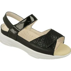 G Comfort Sandalias|Sandalia De Con Doble Tira De Velcro Ajustable En Piel Metal Especial Plantillas Con Piso Aligerado