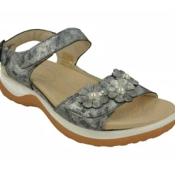 G Comfort Sandalias|Sandalia De De Doble Velcro Con Flor En Pala De Piel Grabada, Planta Anatomica Extraible Y Piso De Caucho