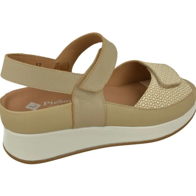 PieSanto Sandalias|Sandalia De Con Doble Ajuste De Velcro En Piel Combinada Con Topos Especial Para Plantillas Con Petaca Delantera Que Im