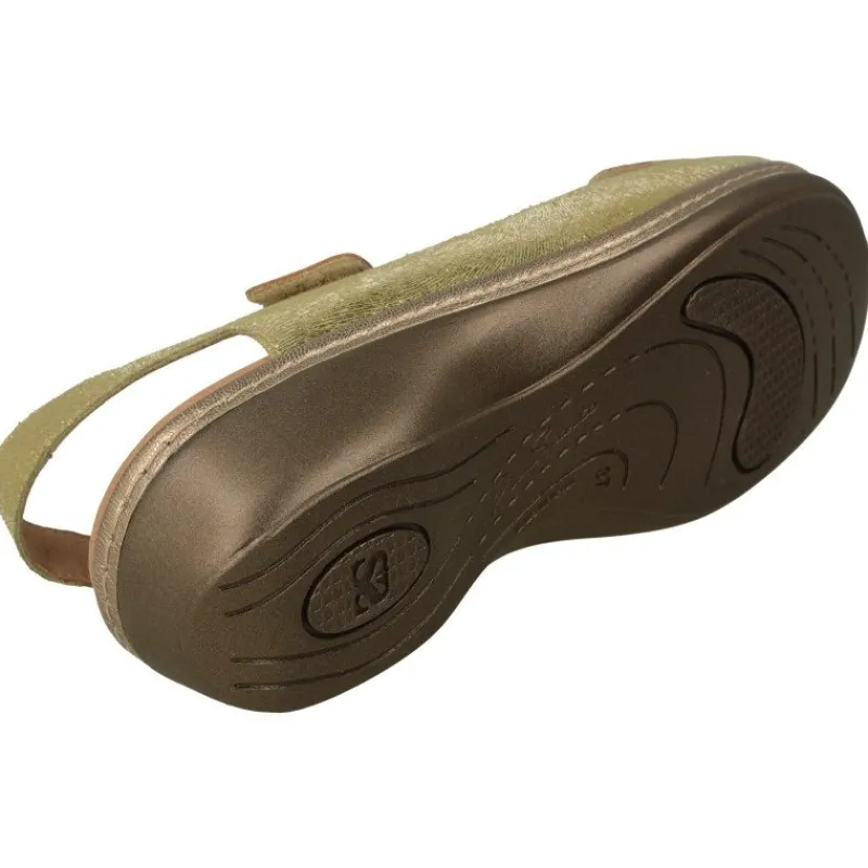 PieSanto Sandalias|Sandalia De Con Doble Tira De Velcro Ajustable En Piel Metalizada, Planta Anatomica Extraible Y Piso De Poliuretano
