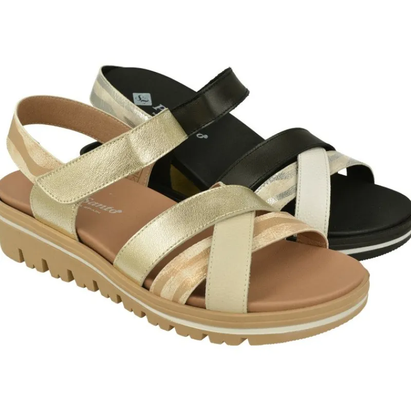 PieSanto Sandalias|Sandalia De De Tiras Cruzadas Con Planta Anatomica Extraible Y Cuna De Caucho De Gran Absorcion De Impacto