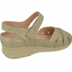 RIKO Sandalias|Sandalia De Rico En Piel Grabada Con Pala De Tiras Y Velcro Ajustable, Planta De Descanso Especial Para Plantillas