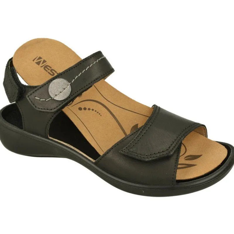 WESTLAND BY JOSEF SEIBEL antes ROMIKA Sandalias|Sandalia De Wesland Con Doble Tira Ajustable De Velcro En Piel Vacuna Con Planta De Descanso Extraible Y Piso De Poliuretano