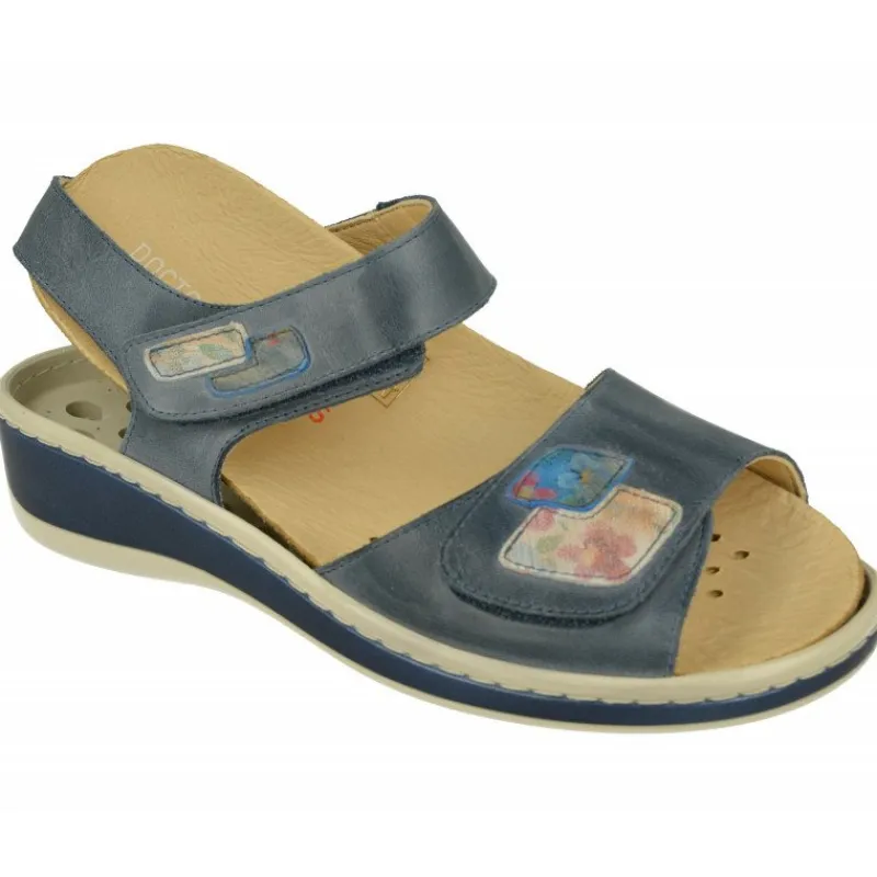 Doctor Cutillas Sandalias|Sandalia Del Con Doble Tira De Velcro Y Piso A Poliuretano Con Planta De Descanso Extraible Marino