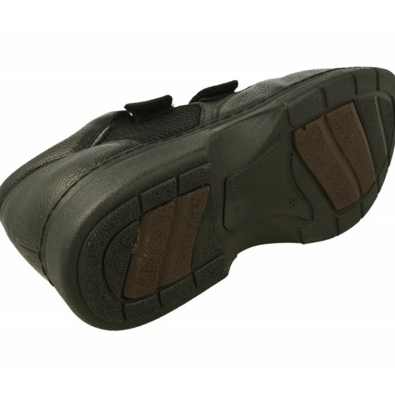 Calzamedi Velcros|Velcro De Con Doble Velcro Ajustable Combinado Piel Y Tejido Con Piso Y Planta De Descanso En Horma De Ancho Especial Negro