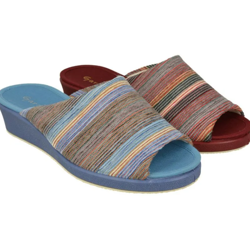 Garzon Zapatillas De Lona|Zapatilla Chinela De En Tejido Lona Rayas Con Piso De Goma Esponjosa