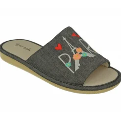 Garzon Zapatillas De Casa|Zapatilla Chinela De En Lona De Algodon Con Estampado Paris Y Ligera Suela Microporosa