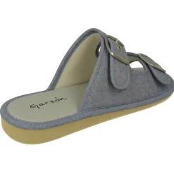 Garzon Chinelas|Zapatilla Chinela De De Lona De Algodon Con Ajuste Mediante Tiras Y Hebillas De Gran Apertura Y Piso Microporoso