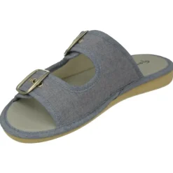 Garzon Chinelas|Zapatilla Chinela De De Lona De Algodon Con Ajuste Mediante Tiras Y Hebillas De Gran Apertura Y Piso Microporoso
