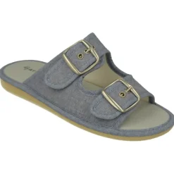 Garzon Chinelas|Zapatilla Chinela De De Lona De Algodon Con Ajuste Mediante Tiras Y Hebillas De Gran Apertura Y Piso Microporoso