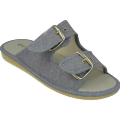 Garzon Chinelas|Zapatilla Chinela De De Lona De Algodon Con Ajuste Mediante Tiras Y Hebillas De Gran Apertura Y Piso Microporoso