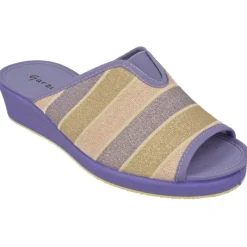 Garzon Chinelas|Zapatilla Chinela De De Lona De Algodon Estampado Rayas Con Piso De Cua Esponja