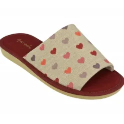 Garzon Chinelas|Zapatilla Chinela De En Lona Estampada Corazones Con Piso Microporoso Aligerado Especial Parquet