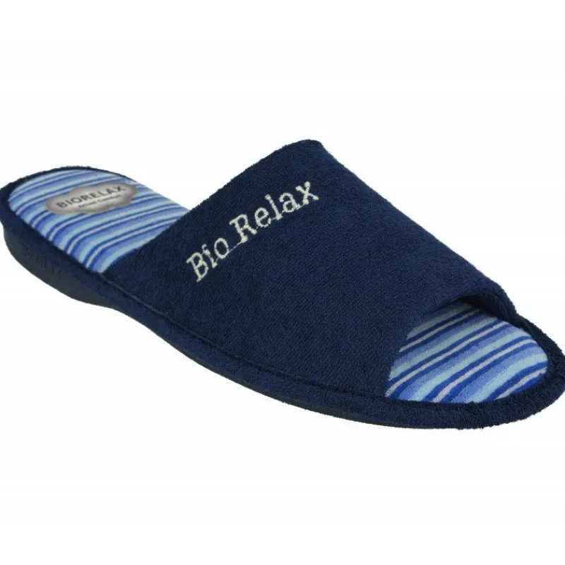 Cosdam Chinelas|Zapatilla Chinela Puntera Abierta En Rizo Algodon Con Planta De Gel Y Suela Biorelax De Maximo Confort De Pisada Marino