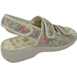 Garzon Zapatos Ancho Especial|Zapatilla Sandalia De Con Triple Tira De Velcro En Lona Estampada Y Horma De Ancho Especial Gris