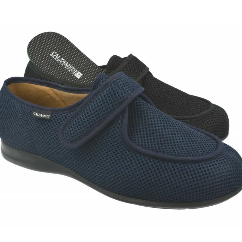 Calzamedi Zapatillas De Lona|Zapatilla Velcro De Con Piso De Caucho En Tejido Elastico Especial Pies Diabeticos Ancho 15