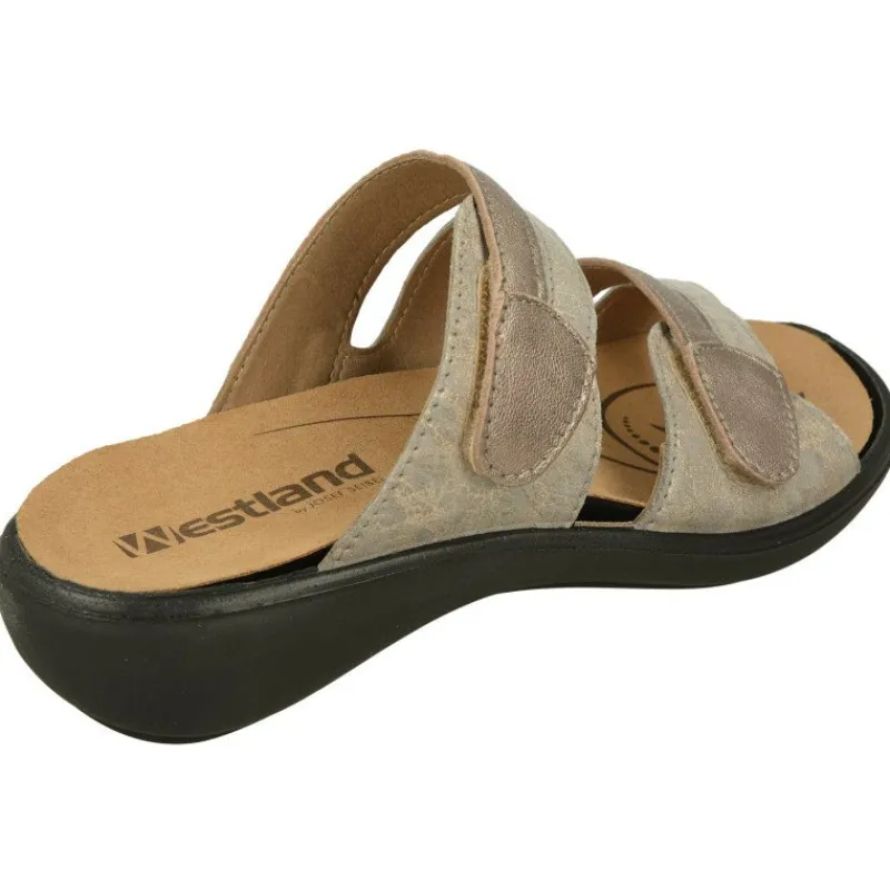 WESTLAND BY JOSEF SEIBEL antes ROMIKA Sandalias|Zueco De Wesland Con Doble Tira Ajustable De Velcro Piso De Caucho Yplanta Extraible En Piel Combinada