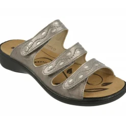 WESTLAND BY JOSEF SEIBEL antes ROMIKA Sandalias|Zueco De Westland Antes Romika Con Triple Tira De Velcro Ajustable En Piel Grabada, Planta Extraible Y Piso Poliuretano.